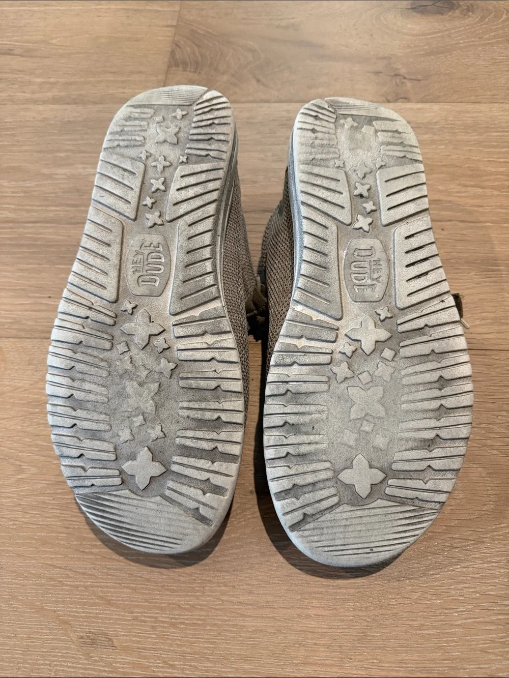 Hey Dude Light Tan/Gray Canvas Slip-On Casual Shoes